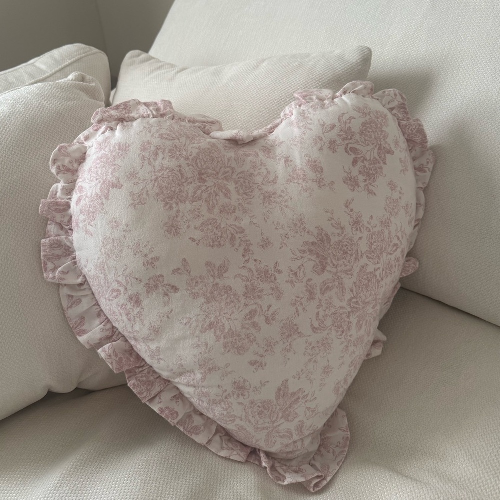 Shabby Chic Heart-Shaped Floral Throw Pillow in Soft Blush TJMAXX HOMEGOODS